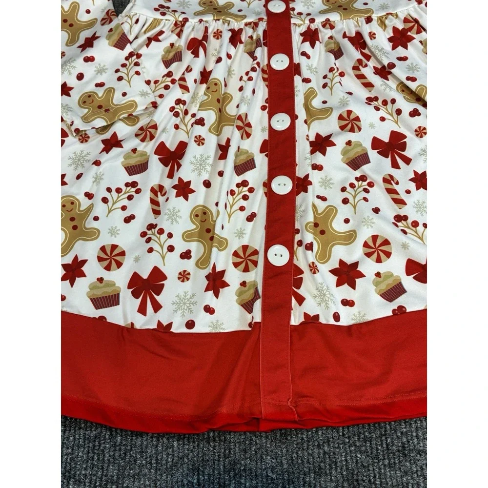 Millie Loves Lily Girls Size 6 Christmas Red White Gingerbread Long Sleeve Dress